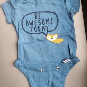 Gerber Blue Bodysuit with Fox and Message
